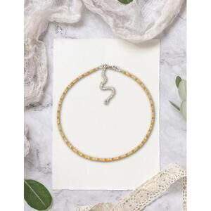 Chic Yellow Beaded Necklace with Silver Clasp